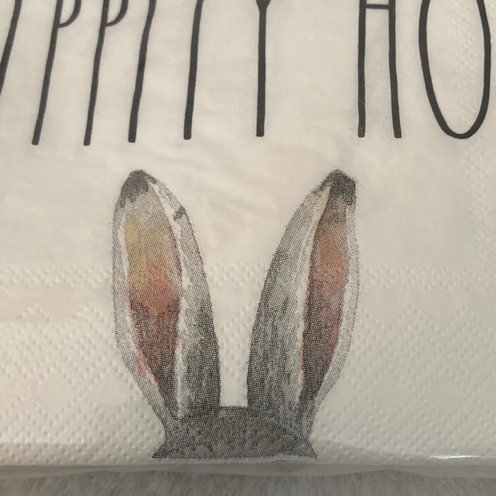 Rae Dunn White 'Hippity Hop' Napkins with Bunny Ears